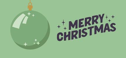 Merry Christmas horizontal banner. Flat design christmas ball. for greeting card or advertising in horizontal design with copy space. vector