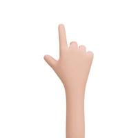 3D cartoon human hand with pointing up finger gesture. Touch or click icon. Alternate pointer to select the correct target. Realistic vector Illustration isolated on white background