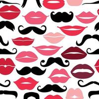 Ladies and gentlemen seamless pattern lios and moustache. vector