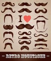 Moustaches set retro icons pattern on beige vector