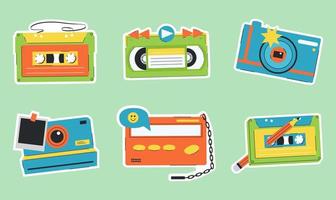 Set of vector stickers in the style of 1990s. Retro gadget.