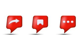 illustration icon red social media share save 3d vector