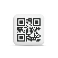 icono de elemento de interfaz de usuario de escaneo de código qr de cuadrado negro vectorial 3d para ilustración de página de destino de aplicación móvil y sitio web vector