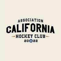 California Hockey Label Design, With Old School Style Vector