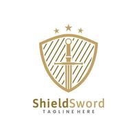 Sword Shield Armor with simple style for Secure Logo design vector