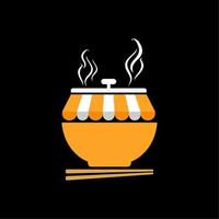 Soup Bowl And Store Terrace For Restaurant Logo Vector Design