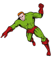 cartoon super hero running punching png