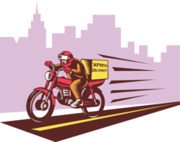 Courier delivery person riding motorbike png