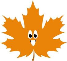 Smiling leaf, illustration, vector on white background.