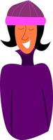 A girl with a purple hat, vector or color illustration.