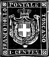 toscana 1 centavos sello del gobierno provisional, 1860, ilustración vintage vector