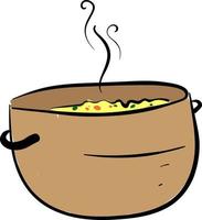 Soup in bowl, illustration, vector on white background.