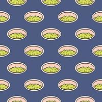 Plate of food , seamless pattern on a dark blue background. vector
