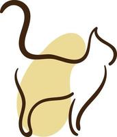 Yellow cat standing, illustration, vector on a white background.