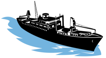 buque de carga en el mar png
