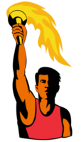 athlete with flaming torch png