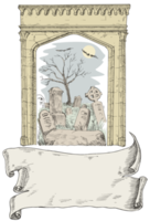 Cemetery Arch Scroll Retro Style png
