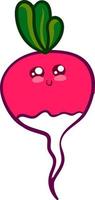 Cute pink radish, illustration, vector on white background.