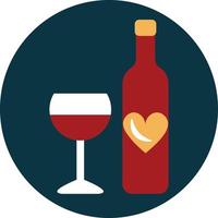 Red wine bottle and glass, illustration, vector on a white background.