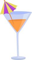 Summer coctail, illustration, vector on a white background.