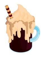 milkshake with chocolate stick vector