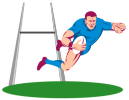 Rugbyspieler tauchen, um einen Versuch zu erzielen png