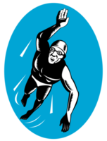 Swimmer Swimming Retro png