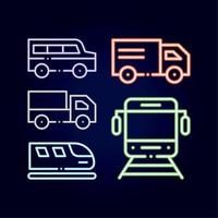 icons set neon transport vector