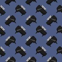 Piano with notes,seamless pattern on dark blue background. vector