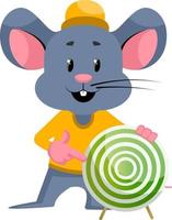 Mouse with target, illustration, vector on white background.