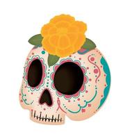 dia de muertos, calavera con flor vector