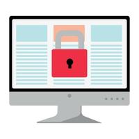 computer with padlock vector