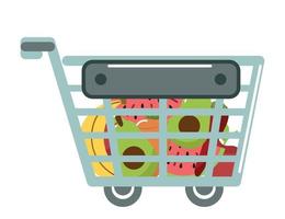 grocery cart and food vector