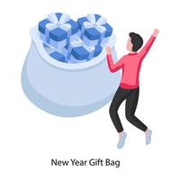 bolsa de regalo de año nuevo vector
