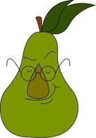 Pear in glasses, vector or color illustration.