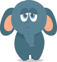 Sad elephant, illustration, vector on white background