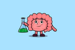 Cute cartoon mascot character Intestine scientist vector