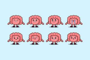 Establecer dibujos animados de intestino kawaii con expresiones vector