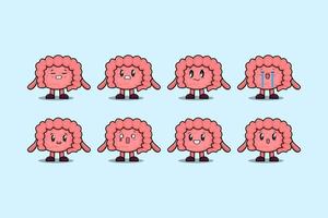 Set kawaii Intestine cartoon with expressions vector