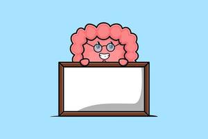 Cute cartoon Intestine teacher with big whiteboard vector