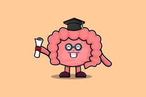 Cute cartoon Intestine student on graduation day vector