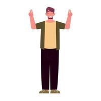 man making peace hands vector