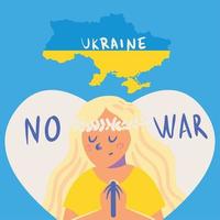 woman praying, Ukraine no war vector