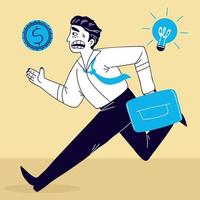 businessman run with money vector