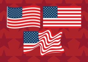 set of USA flags vector