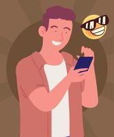 guy using smartphone vector