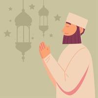 man with lamp muslim culture vector