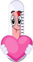 Thermometer with big heart, illustration, vector on white background.