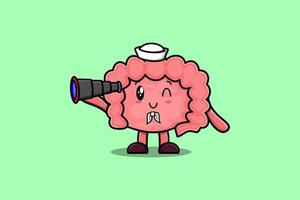 Cute cartoon Intestine sailor using binocular vector