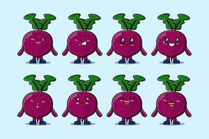 Set kawaii Beetroot cartoon character expressions vector